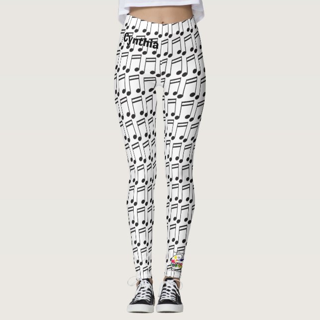 MUSIC Notes Piano Keyboards Guitar Leggings (Front)