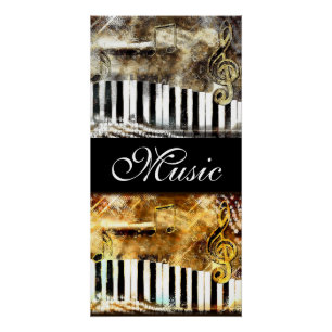 Music Notes Piano Keys Dance Instruments Poster