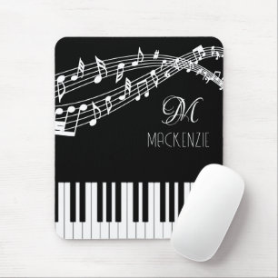 Music Notes Piano Monogram Name Custom Colour Mouse Pad