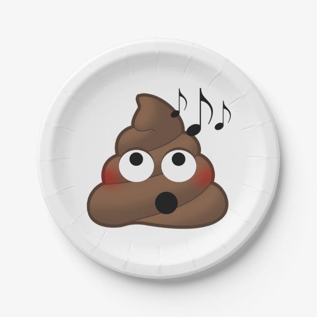 Music Notes Poop Emoji Paper Plate (Front)