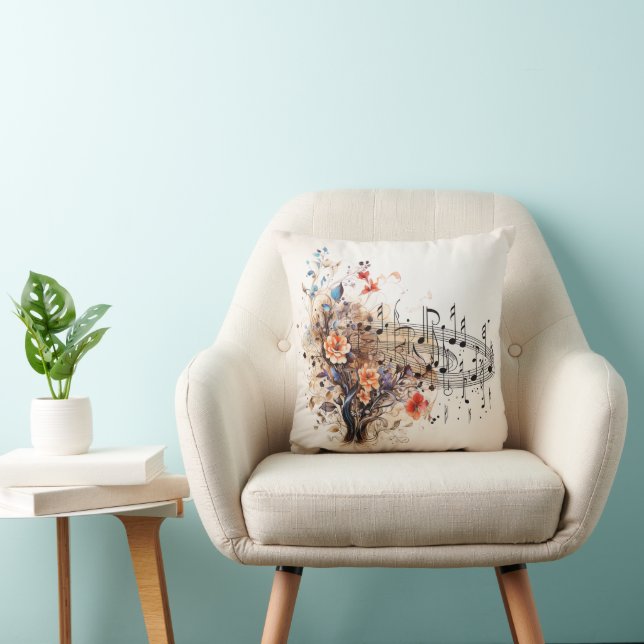 Music Notes Pretty Flowers Colourful Abstract  Cushion (Chair)