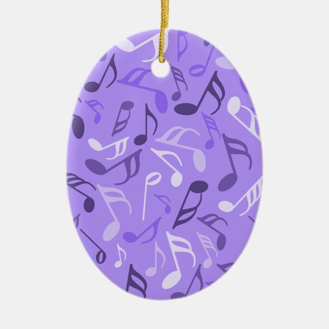 Music Notes Purple Ceramic Ornament (Front)