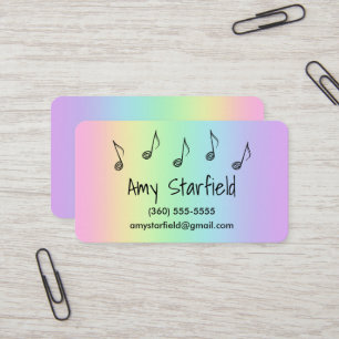 Music Notes Rainbow Business Cards