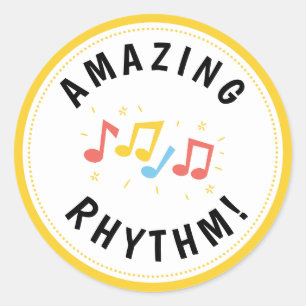 Music Notes Reward Amazing Rhythm Teacher  Classic Round Sticker