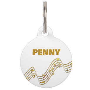 Music Notes Round Pet Tag