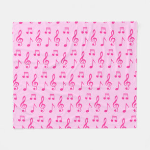 Music Notes Seamless Pattern In Pink Tones Fleece Blanket