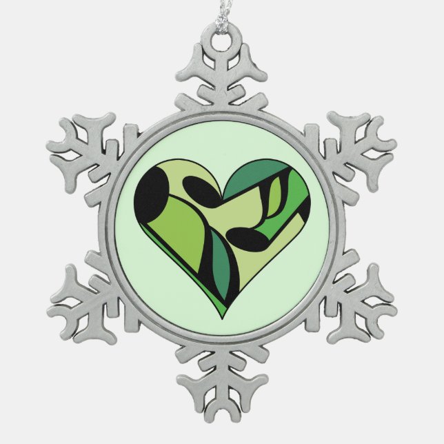 Music Notes Snowflake Pewter Christmas Ornament (Front)