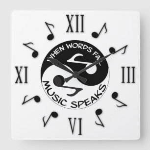 Music Notes Square Wall Clock