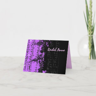 Music Notes Stars Bar Mitzvah thank you card