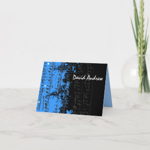 Music Notes Stars Bar Mitzvah thank you card