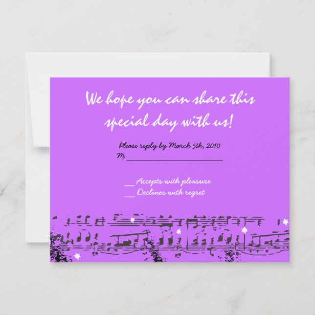 Music Notes Stars Bat Mitzvah Invitation REPLY (Front)