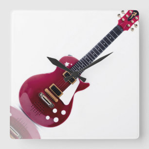 Music Notes Strings Guitar Peace Love Destiny Art Square Wall Clock