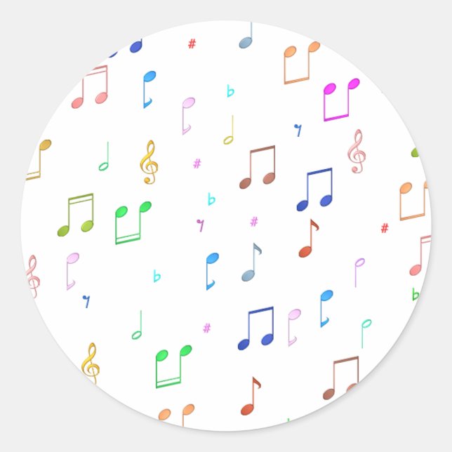 Music Notes & Symbols Classic Round Sticker (Front)