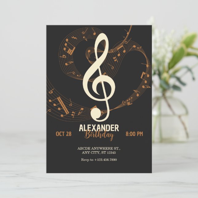 Music notes symphony  invitation (Standing Front)