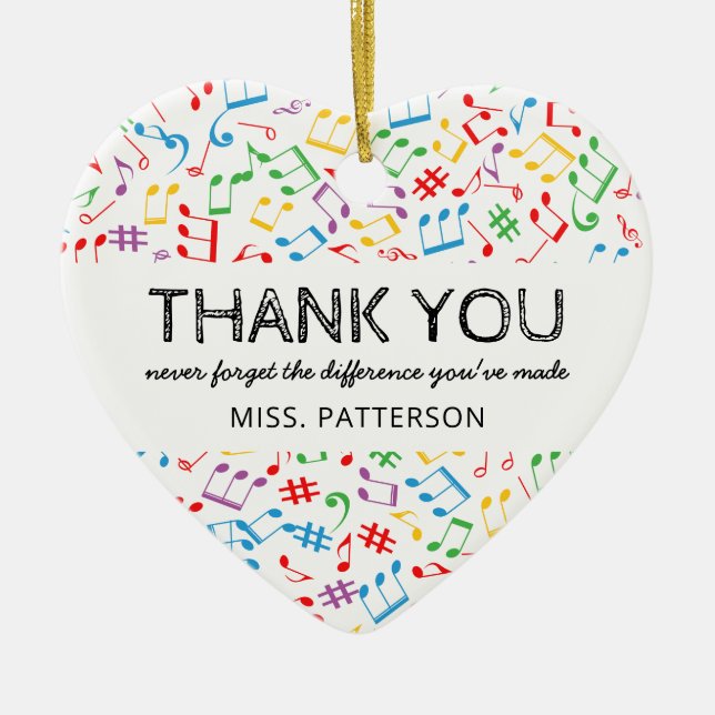 Music Notes Teacher Gift Christmas Ceramic Ornament (Front)