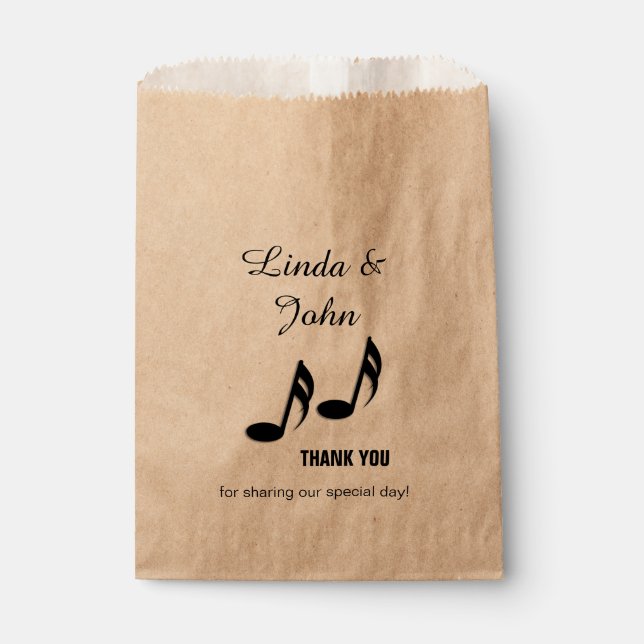 Music Notes Thank You Favour Bag (Front)