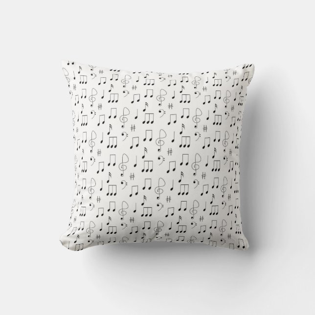Music Notes Throw Pillow for Any Room (Front)