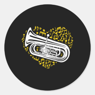 Music Notes Tuba Tubist Music Tuba Player Marching Classic Round Sticker