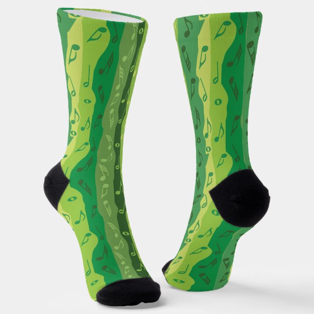 Music Notes Vertical Stripes Socks (Angled)