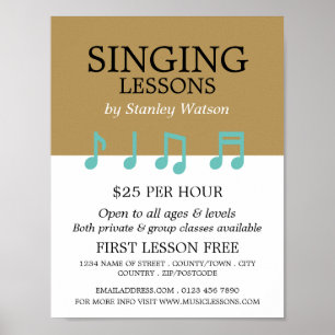 Music Notes, Vocalist Lessons Advertising Poster
