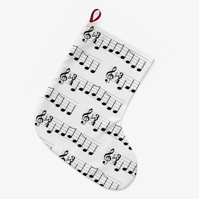 Music Notes We Wish You a Merry Christmas Chords Large Christmas Stocking (Front (Hanging))