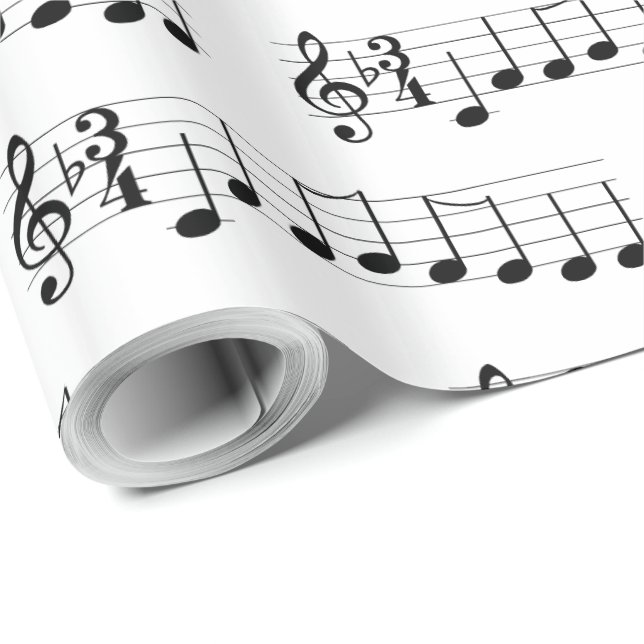 Music Notes We Wish You a Merry Christmas Chords Wrapping Paper (Roll Corner)