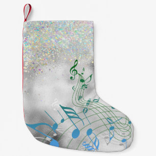 Music Notes with Faux Sparkle Small Christmas Stocking