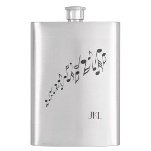 Music Notes with Monogram Hip Flask