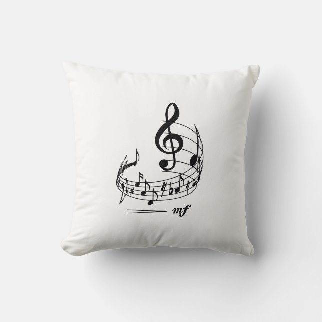 Music notes with treble clef on staff cushion (Front)