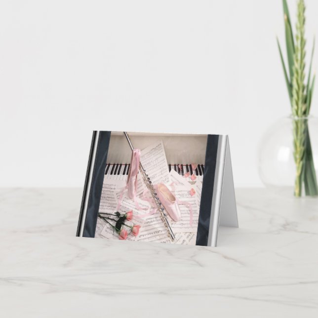 Music of Flute and Keys Note Card (Front)