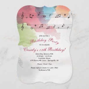 Music on Watercolor Paper Invitation