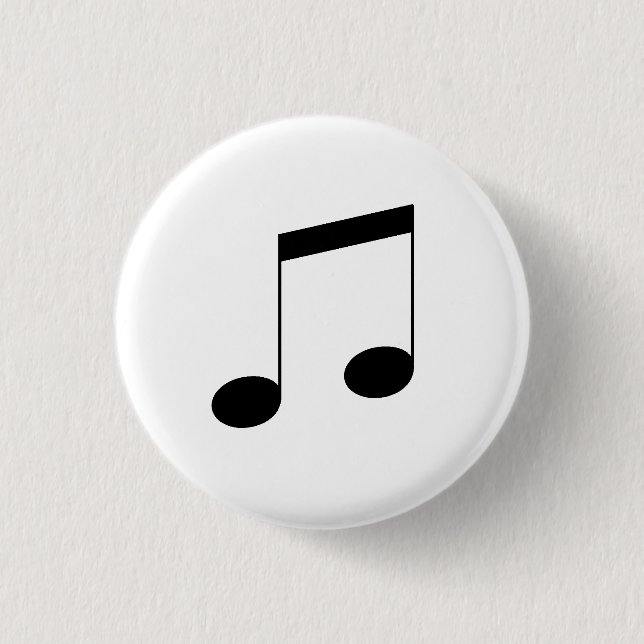 Music One Black Beam Note, 3 Cm Round Badge (Front)