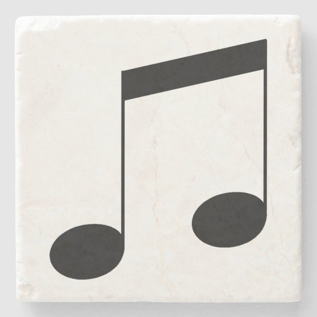 Music One Black Beam Note, Stone Coaster (Front)