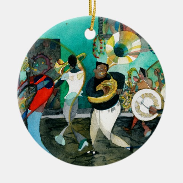 Music Painting "New Orleans Jazz" Ceramic Tree Decoration (Front)