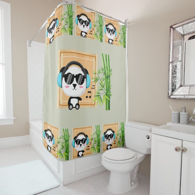 music panda shower curtain (In Situ)
