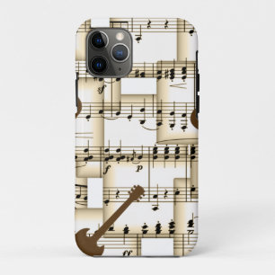 music paper guitars background iPhone 11 pro case
