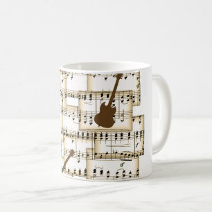 music paper guitars background coffee mug