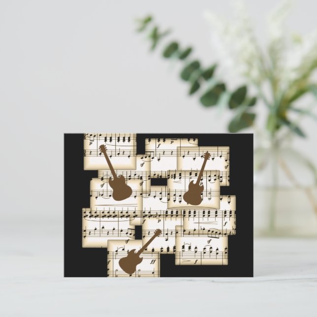 music paper guitars background postcard (Standing Front)