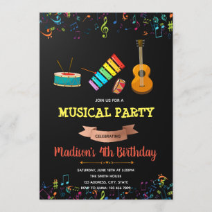 Music party birthday invitation
