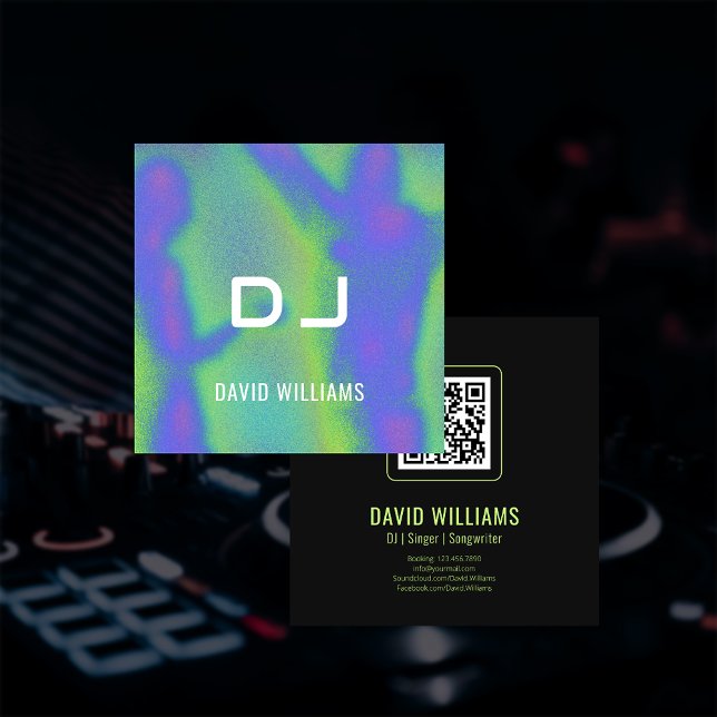 Music Party DJs Singer Songwriter QR Code Square Business Card (Music Party DJs Singer Songwriter QR Code Square Business Card)