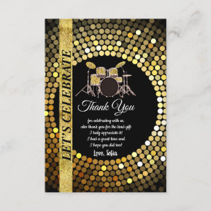 music party, drum set adult, thank you card