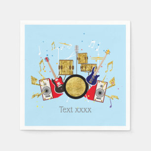 music party guitar drum set musical napkin
