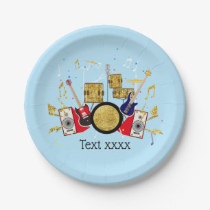 music party guitar drum set musical paper plate
