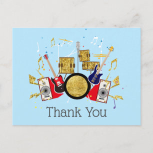 music party guitar drum set musical thank you card