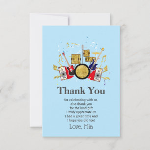 music party guitar drum set musical thank you card