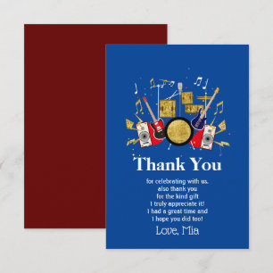 music party guitar drum set musical thank you card