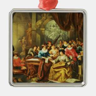 Music Party in a Palatial Interior with Metal Ornament