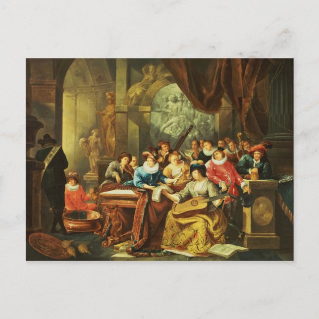 Music Party in a Palatial Interior with Postcard (Front)