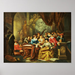 Music Party in a Palatial Interior with Poster