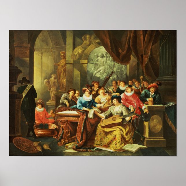Music Party in a Palatial Interior with Poster (Front)